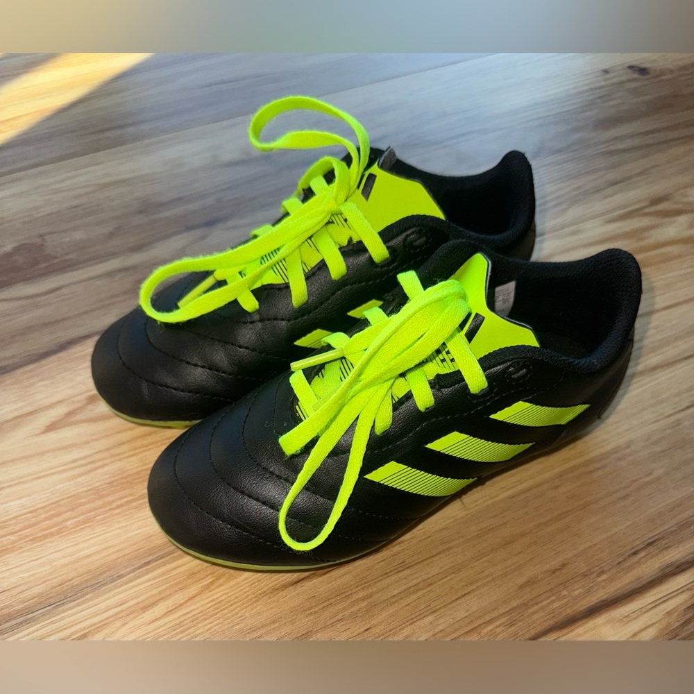 Adidas Kids Golletto VIII FG Cleats - Black and Neon Green